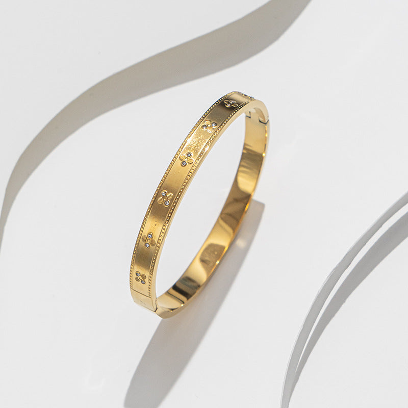 Chic Four-Leaf Clover Bracelet, Fashionable Lucky Grass Bracelet