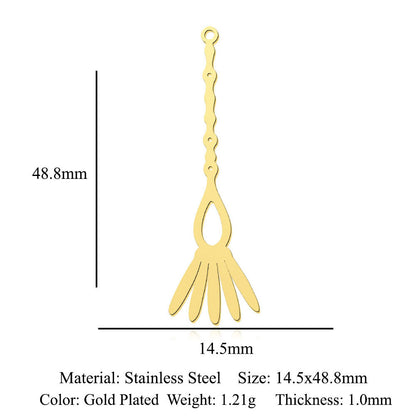 5 pcs/titanium steel magic witch broom necklace pendant