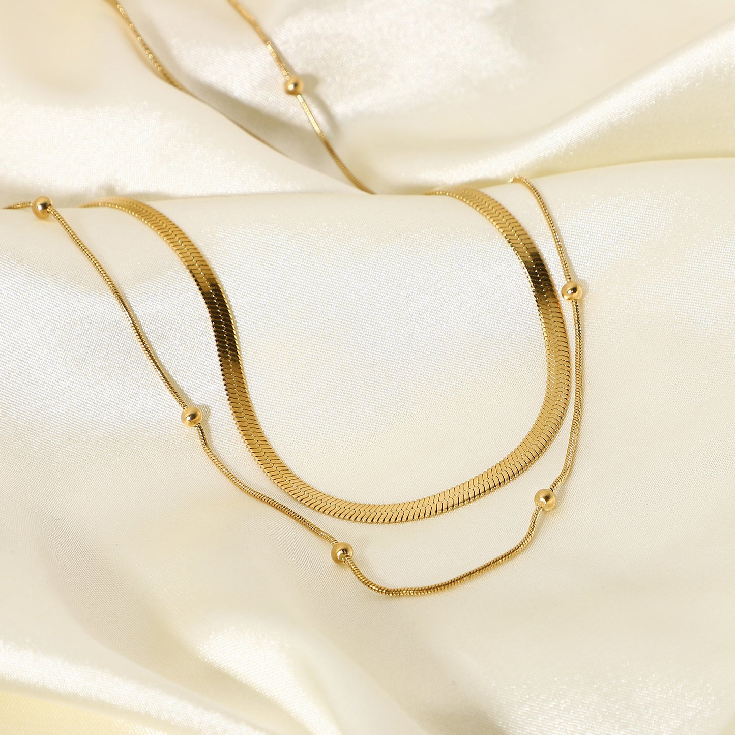 Women's Gold Snake-Bone Titanium Steel Layered Collarbone Necklace