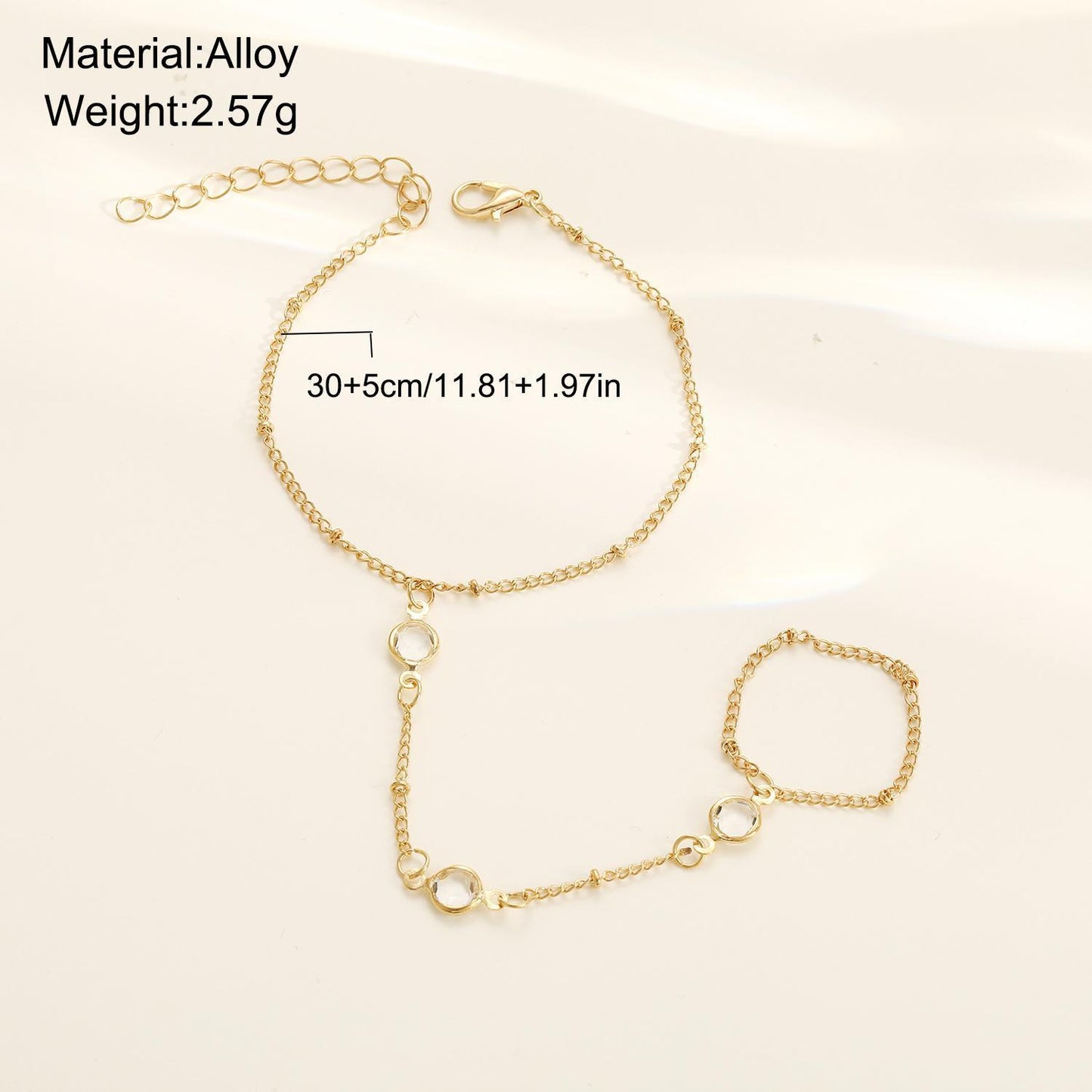 Rhinestone Finger Chain Bracelet