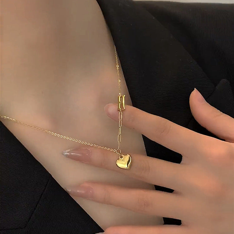 Asymmetrical Love Clavicle Necklace — Light Luxury Elegant Necklace