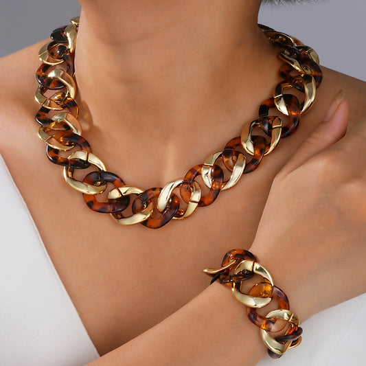 Leopard Print Resin Jewelry Set