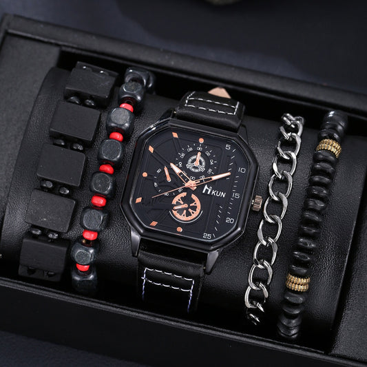 Casual Watch Men's Sports Personality Bracelet Set