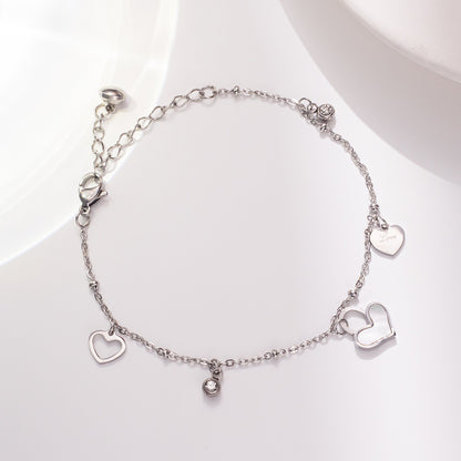 Pulseira de coração de aço de titânio para mulheres - design minimalista coreano/japonês 2023 