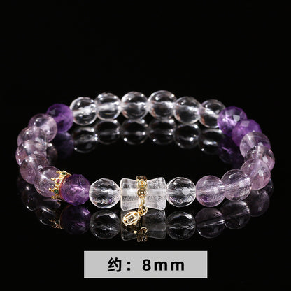 7A Natural Ice Transparent Amethyst White Crystal Bamboo Bracelet