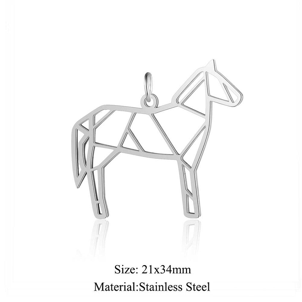 5 pcs/titanium steel paper-cut style animal pendant.