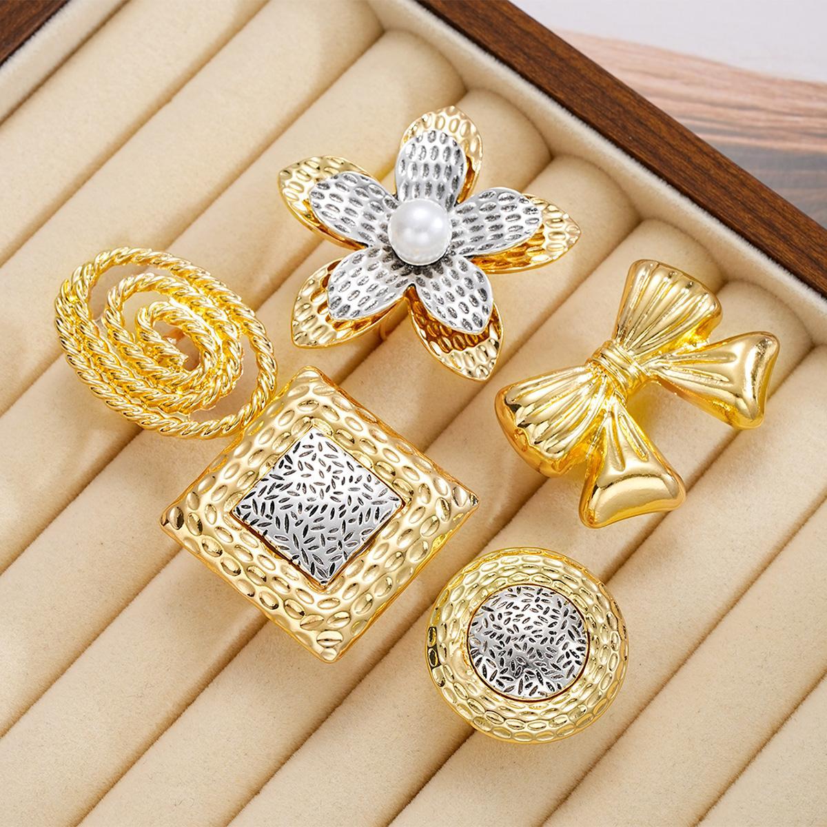 5Pcs Pearl Flower Ring Set