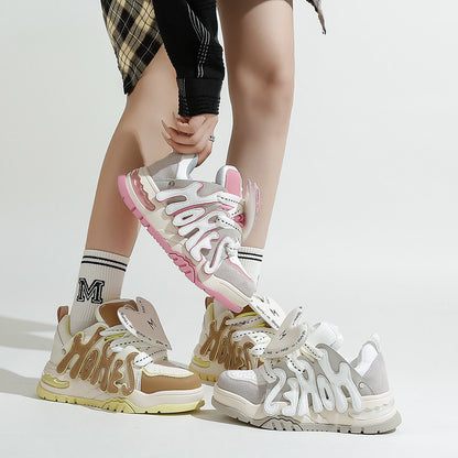 Genuine leather niche white shoes