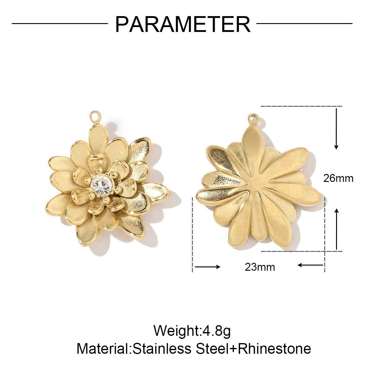 Two-color daisy leafy flower titanium steel pendant