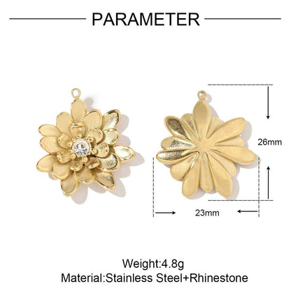 Two-color daisy leafy flower titanium steel pendant