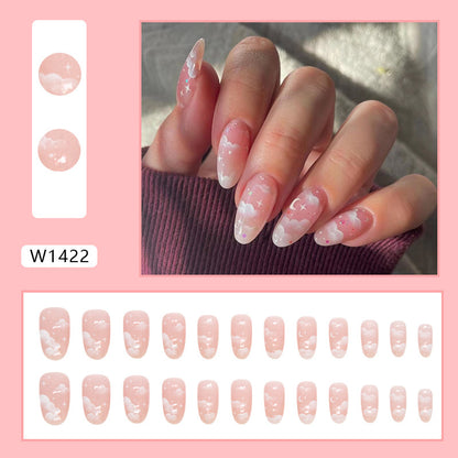Soft Cute Cloud Star Long Oval Fake Nails