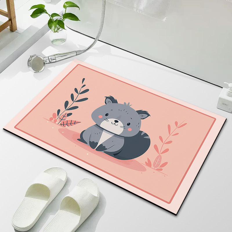 Cartoon diatomaceous earth bath mat
