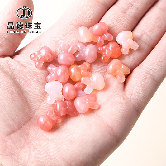 Crimson Salt Source Agate Rabbit Head Pendant