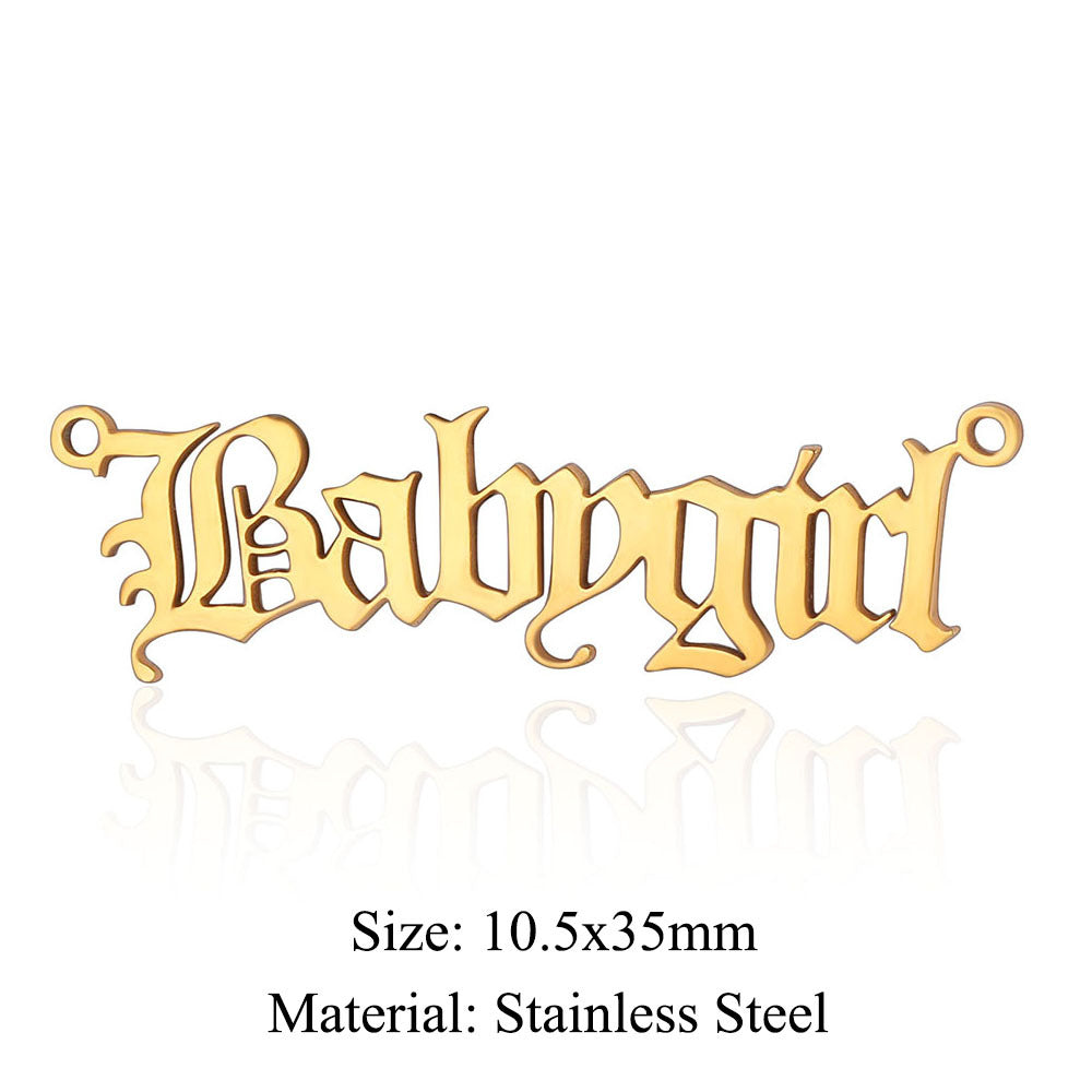 5 pcs/bag English alphabet titanium steel pendant