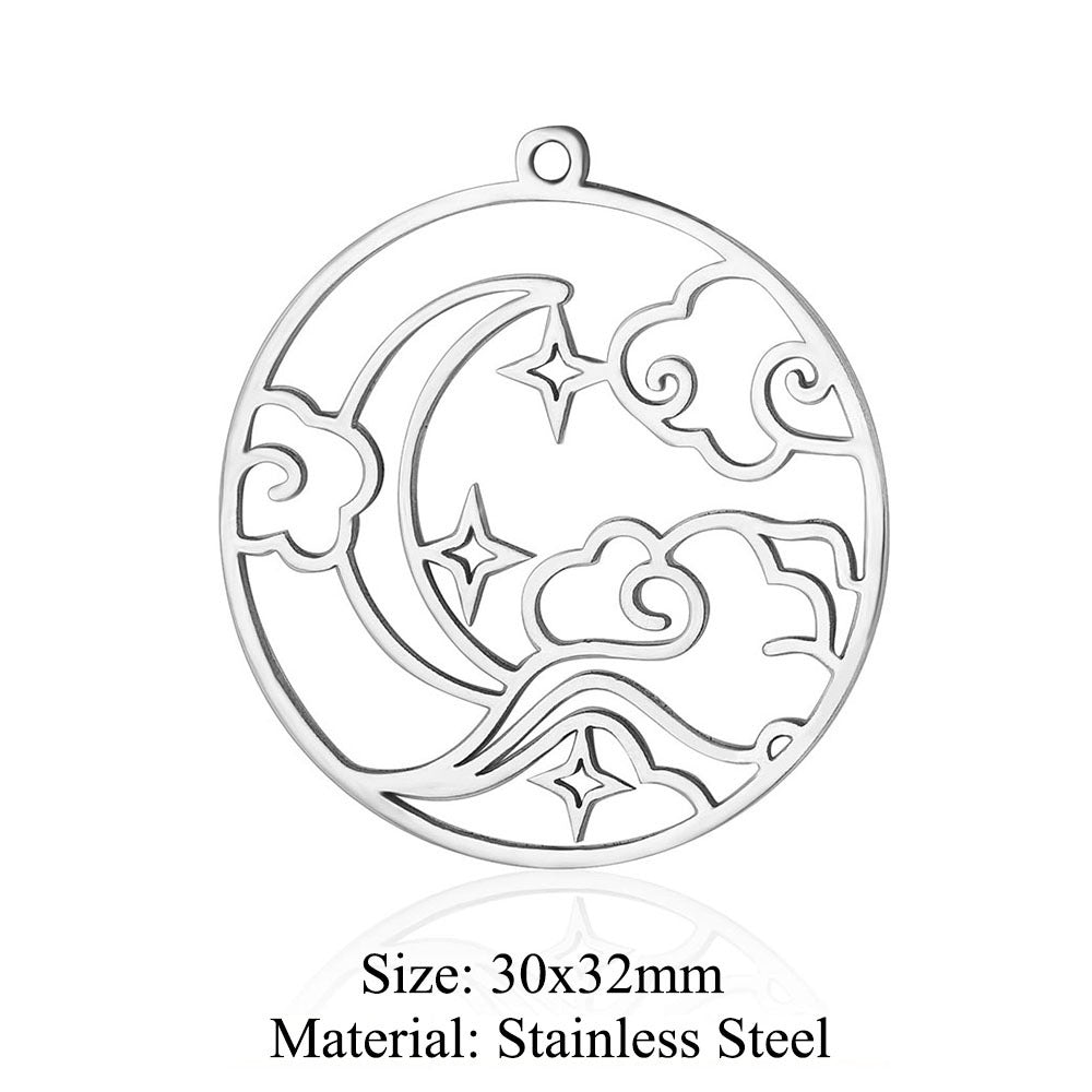 5 pcs/pack star moon titanium steel pendant planet DIY