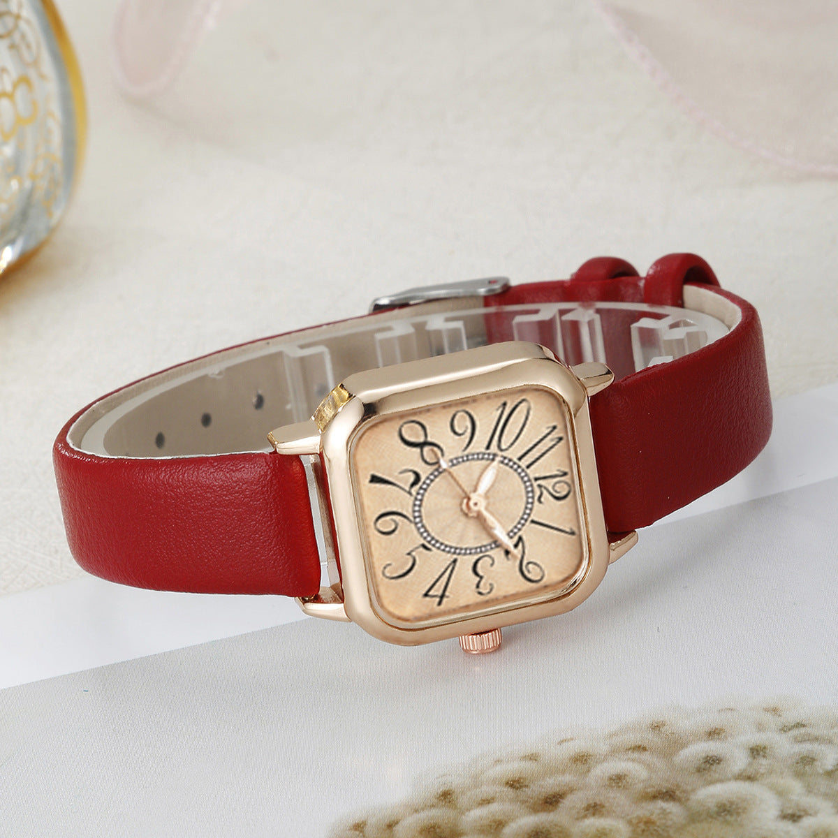 Square quartz watch LOVE bracelet set