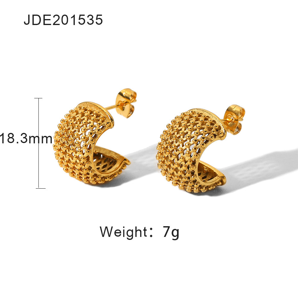 Grid Earrings 18k Gold