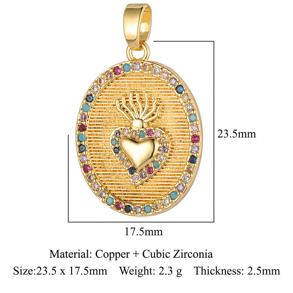 Copper zircon flower love bohemian pendant