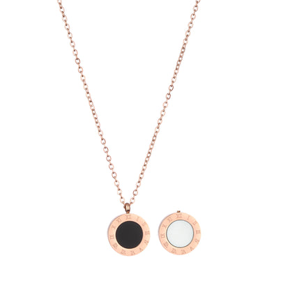 Roman numeral titanium steel necklace