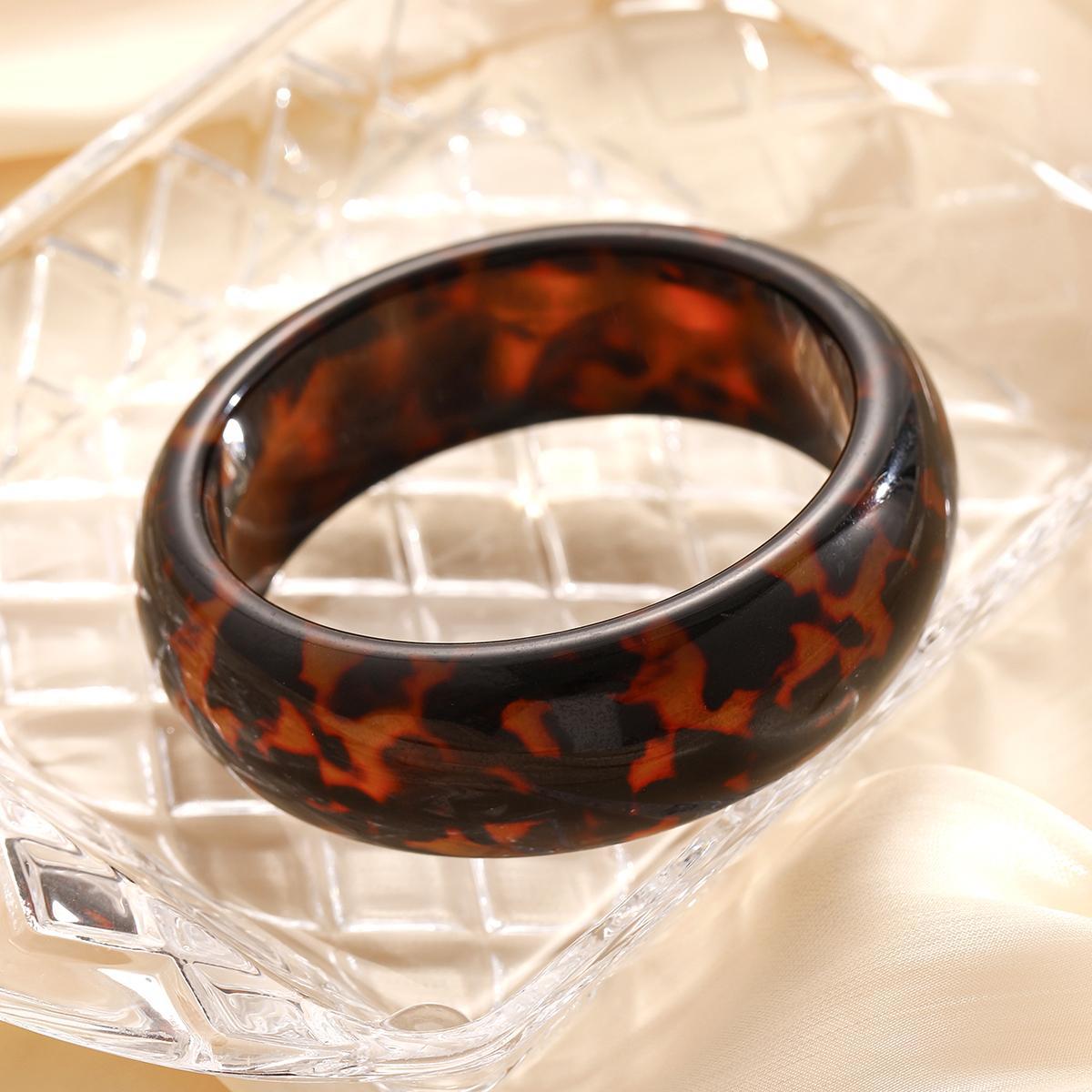 Leopard Print Resin Cuff Bracelet