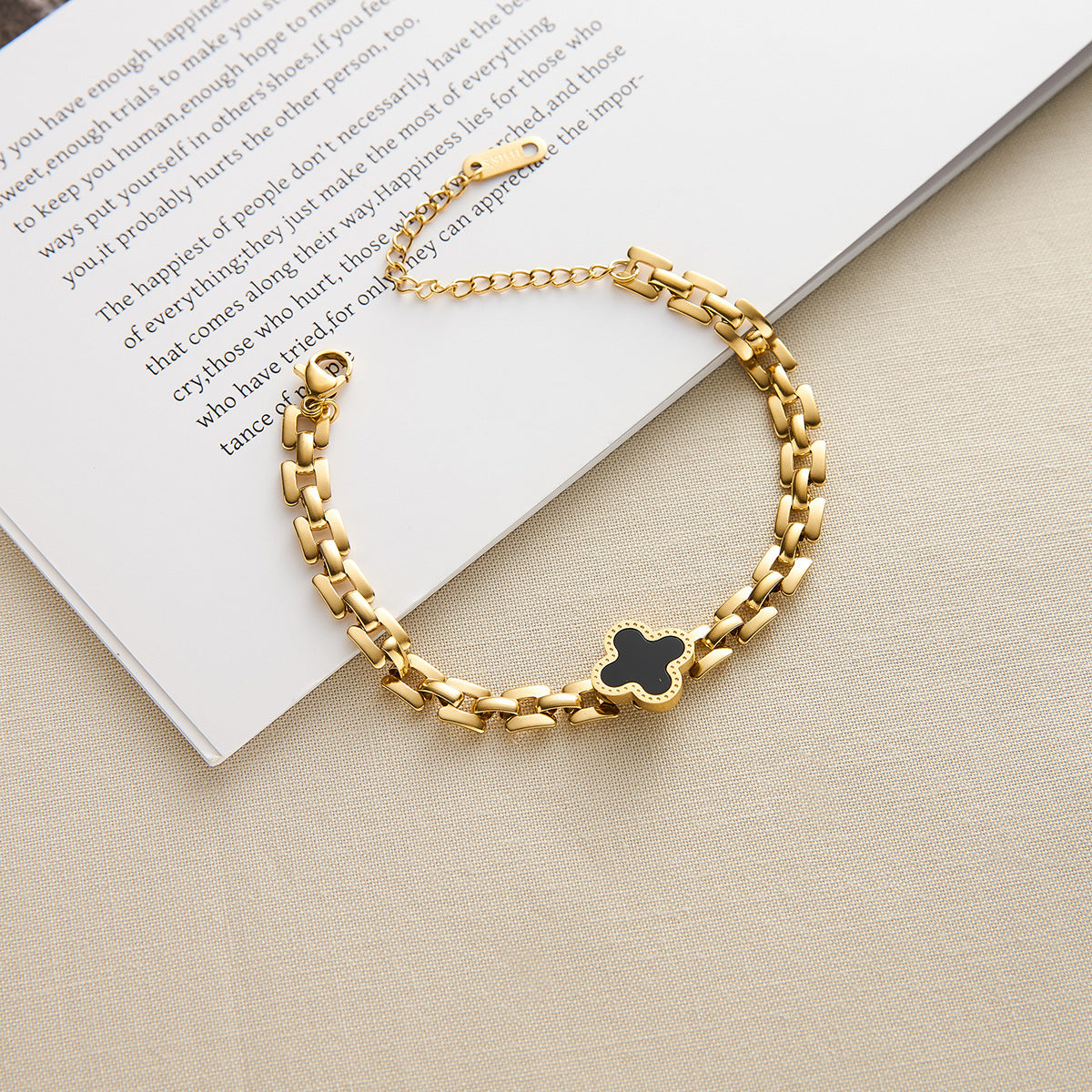 Stainless Steel Four-Leaf Clover Bracelet