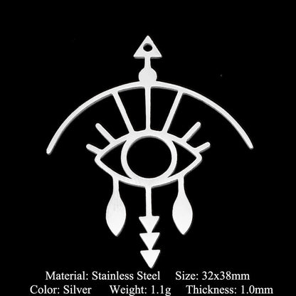 5 pcs/pack stainless steel card star and moon eye pendant.