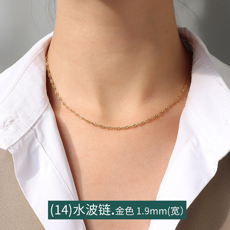 18K Gold Plated Titanium Steel Chain Necklace