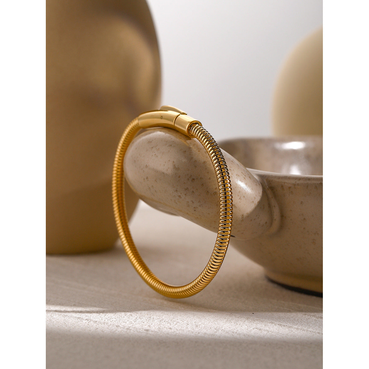 Gold Round Snake Bone Chain Bracelet