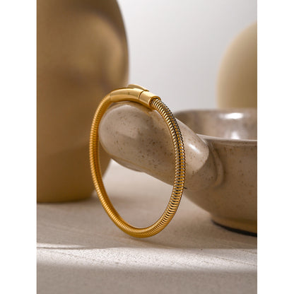 Gold Round Snake Bone Chain Bracelet