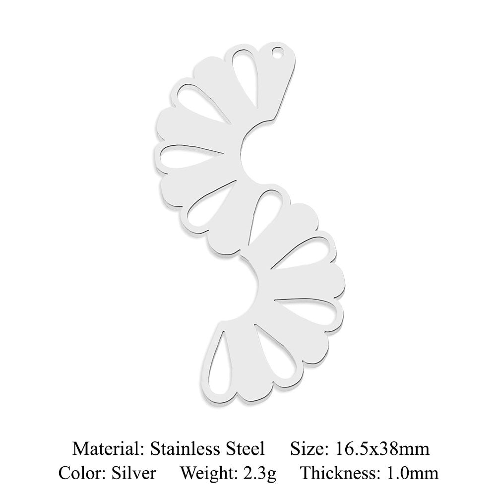 5 pcs/pack geometric square titanium steel pendant ginkgo biloba DIY