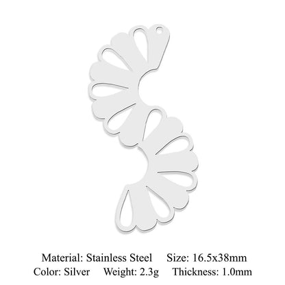 5 pcs/pack geometric square titanium steel pendant ginkgo biloba DIY