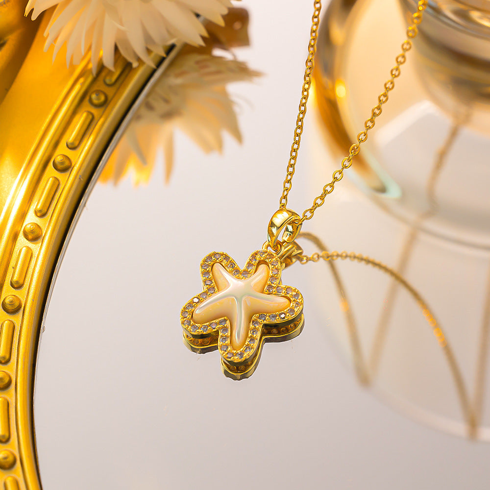 Starfish pentagram necklace girl