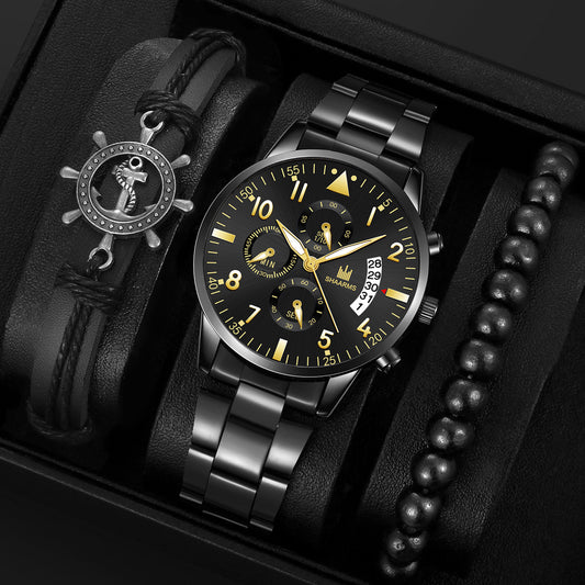 Business Calendar Steel Strap Watch Men's Quartz Watch