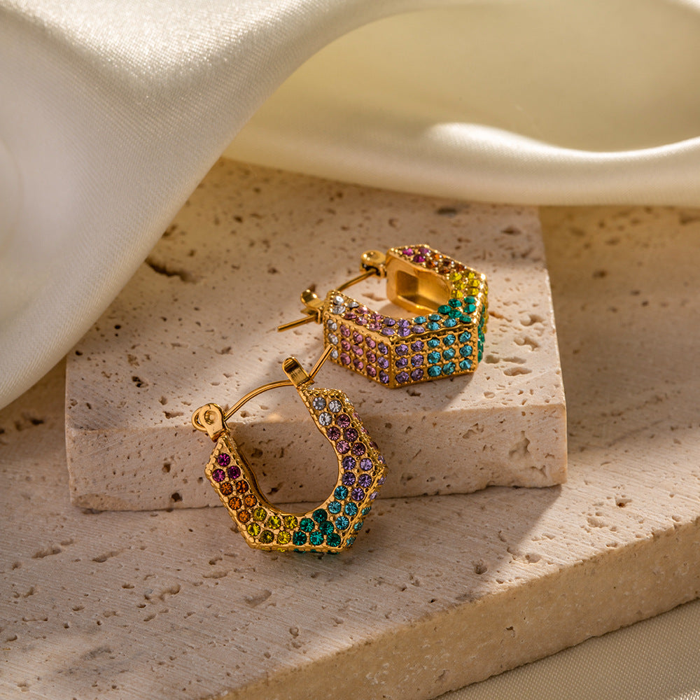 Geometric diamond earrings