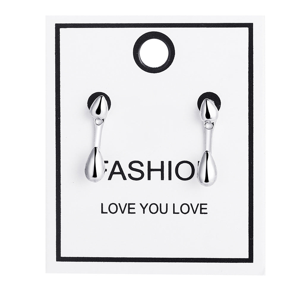 Metal Pearlescent Water Drop Stud Earrings