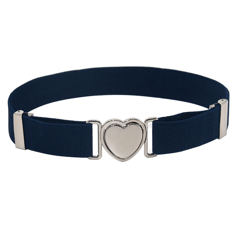 Silver Heart Buckle Adjustable Kids Belt