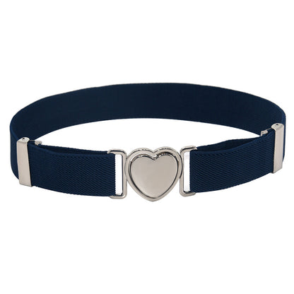 Silver Heart Buckle Adjustable Kids Belt