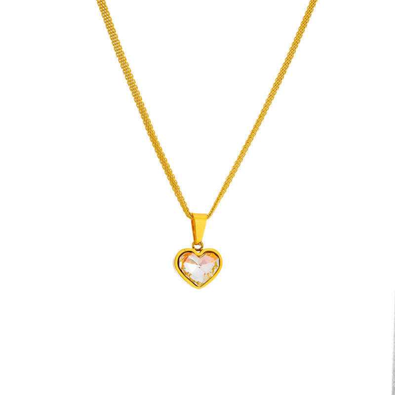 Women's 18K Gold-Plated Titanium Steel Love Diamond Mesh Collarbone Necklace