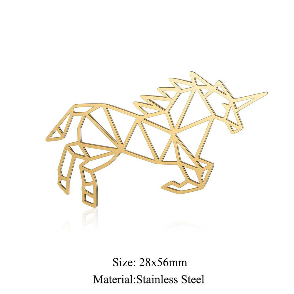 5 pcs/titanium steel large accessories paper-cut animal pendant