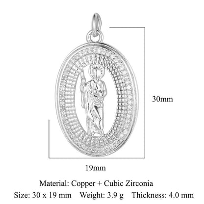 Colgante de cobre y circonita con ángel virgen 