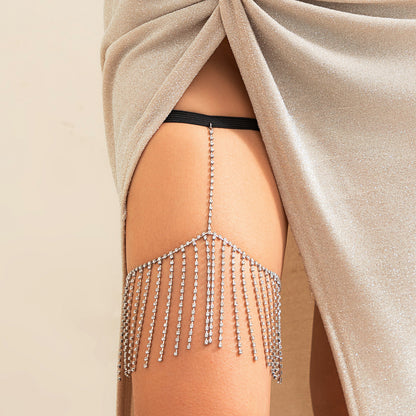 Beach tassel rhinestone thigh chain