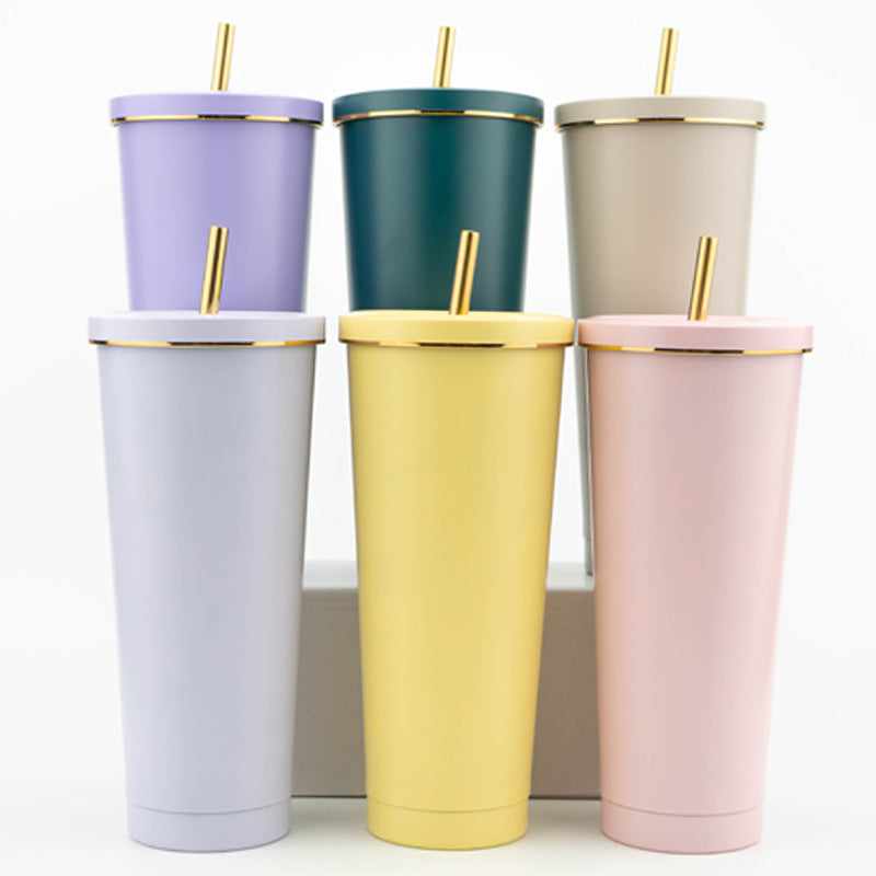 Stainless steel straw cup 750ml