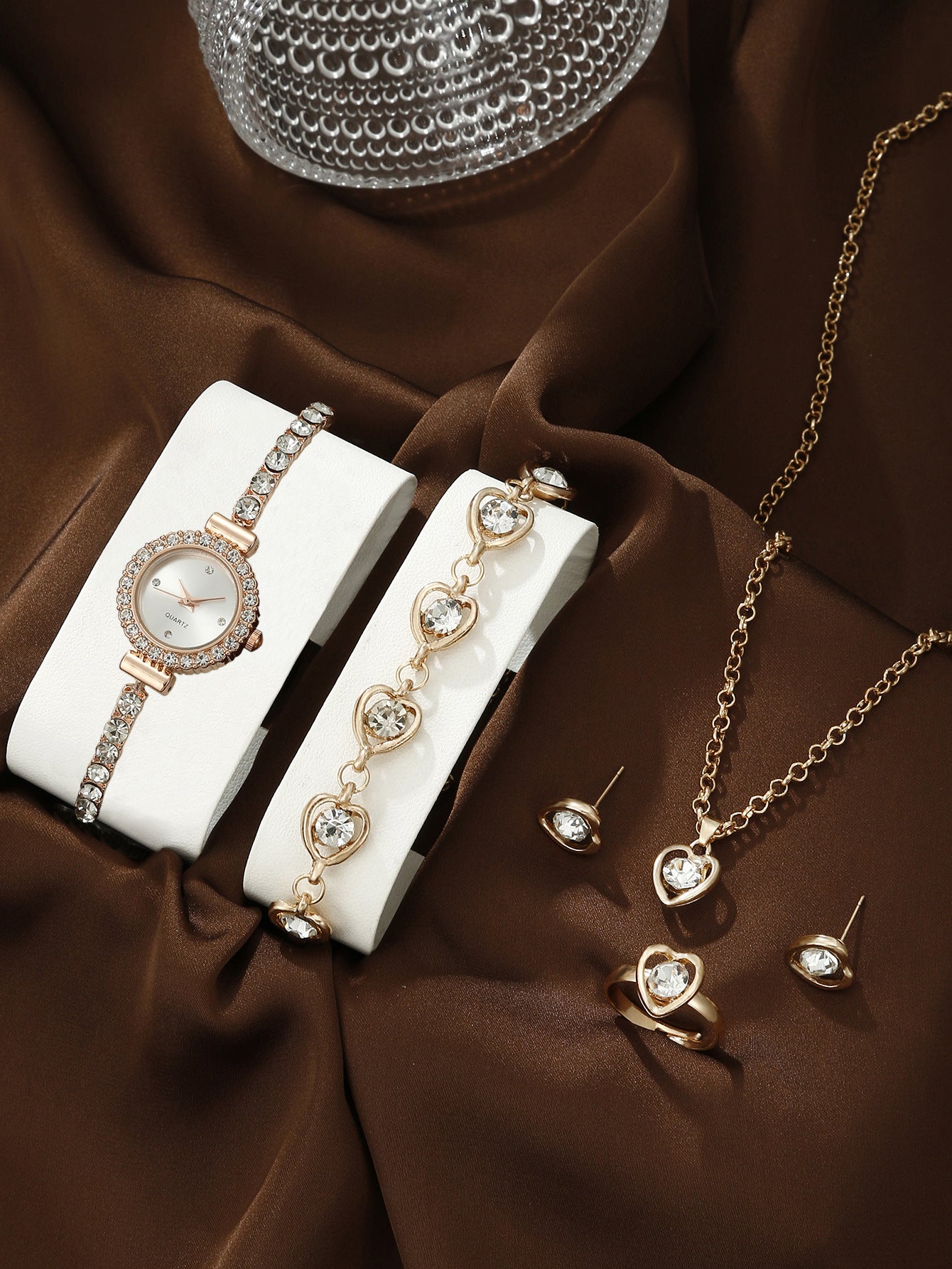 Bracelet Watch Peacock Water Drop Women's Jewelry Set