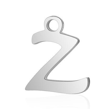 Juego completo de 10 piezas de acero de titanio con 26 colgantes de letras en inglés 