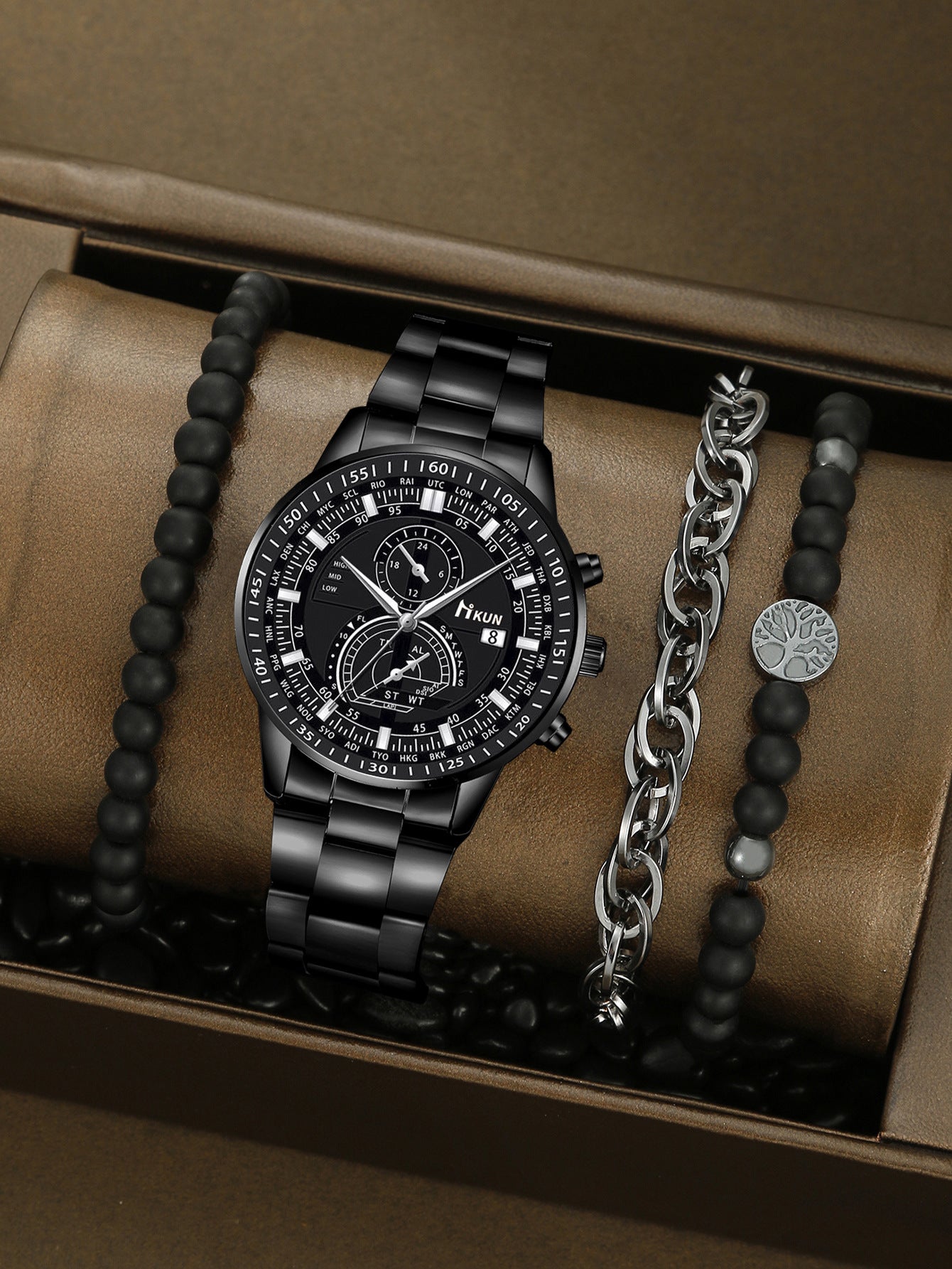 Alloy Watch Crown Beaded Turquoise Set