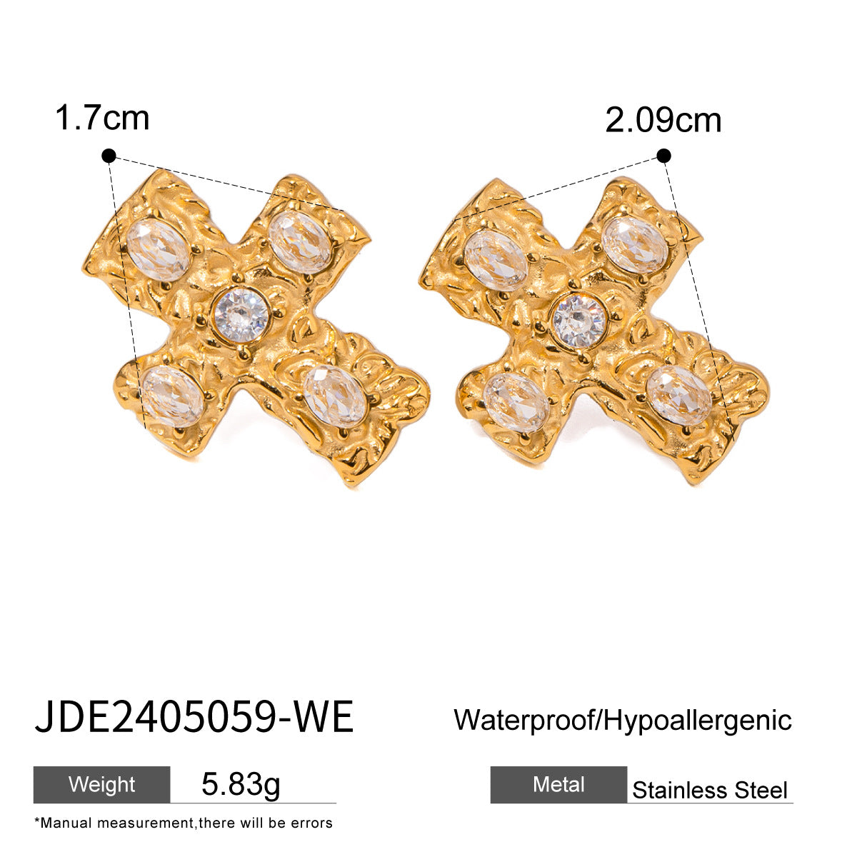 Stainless steel zircon earrings