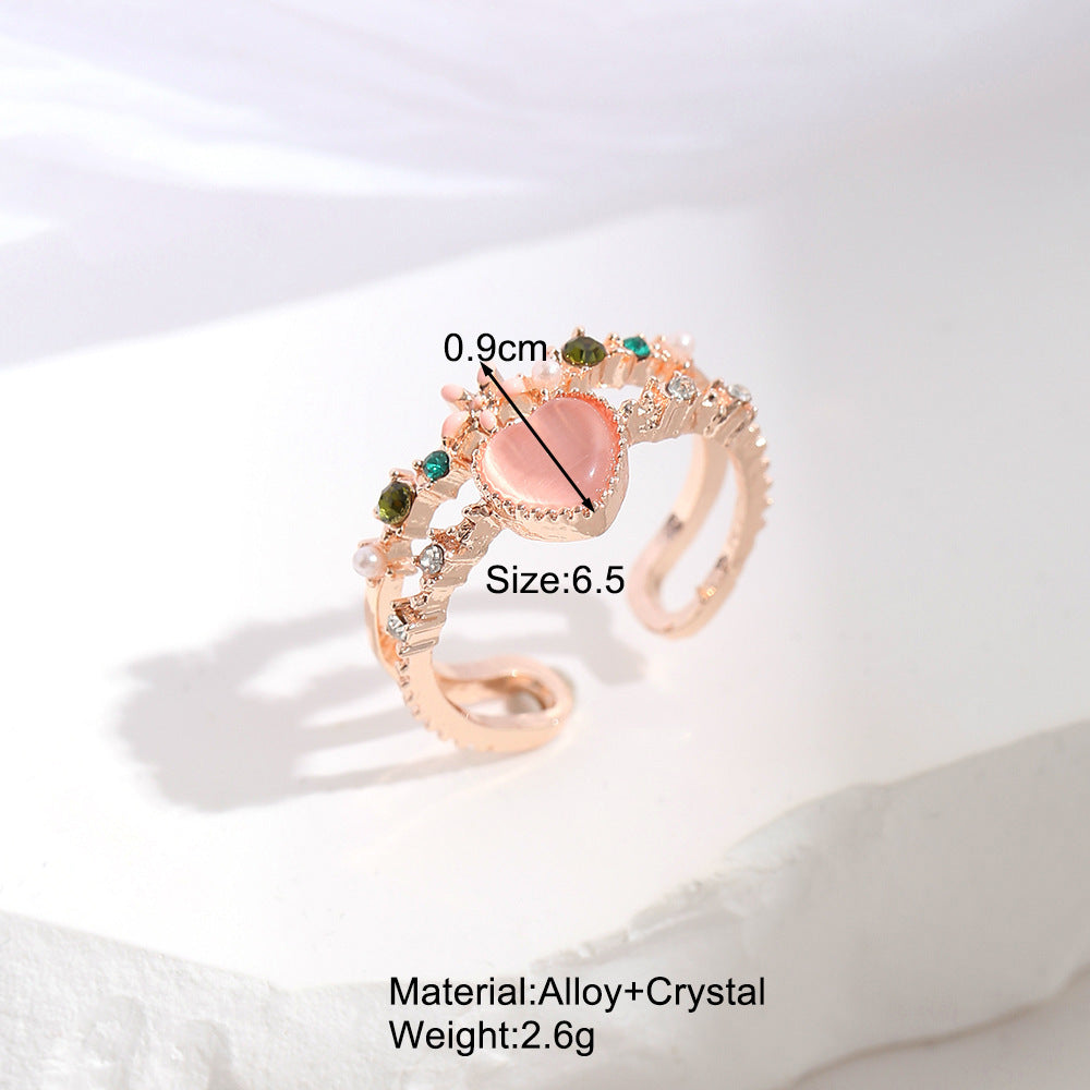 Pink Rhinestone Adjustable Index Ring