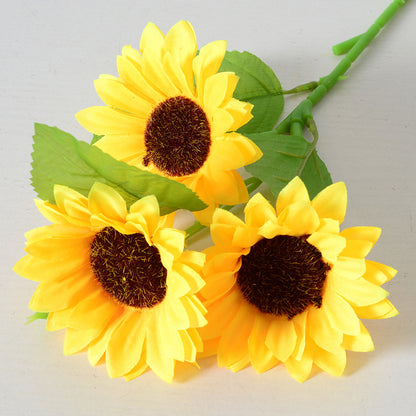 3 Sunflowers Simulation Flowers Silk Fabric Sun Bouquet