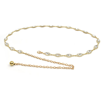 Rhinestone inlaid metal chain