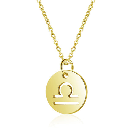 Twelve constellations titanium steel necklace